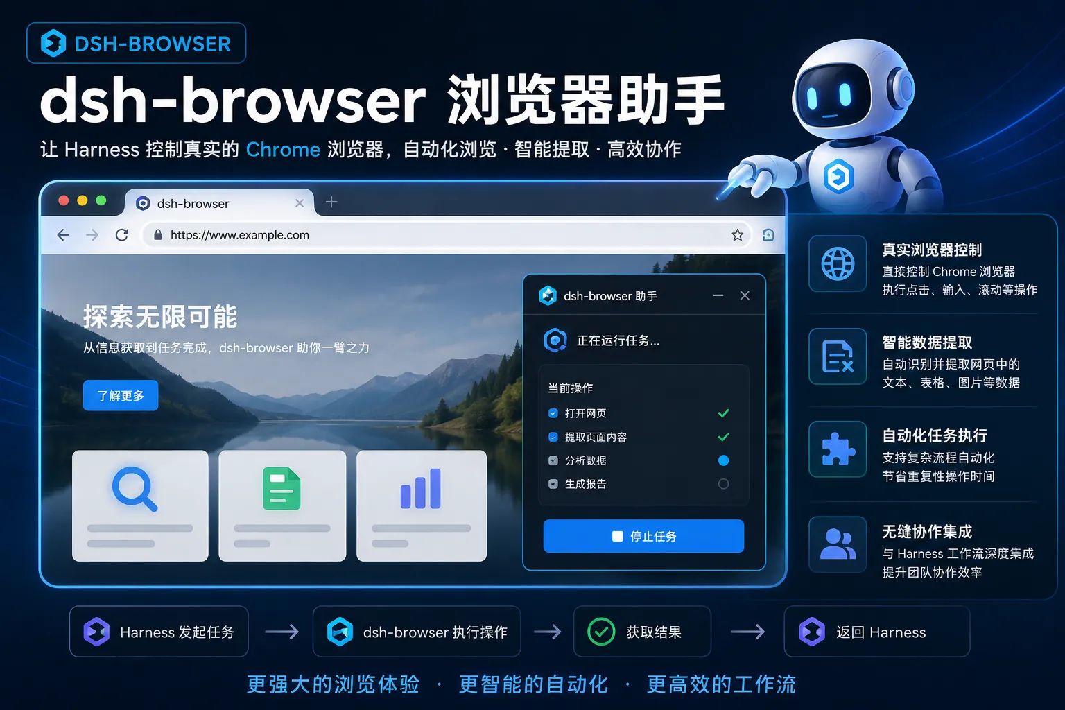 dsh 浏览器助手连接 Chrome 后的使用示意