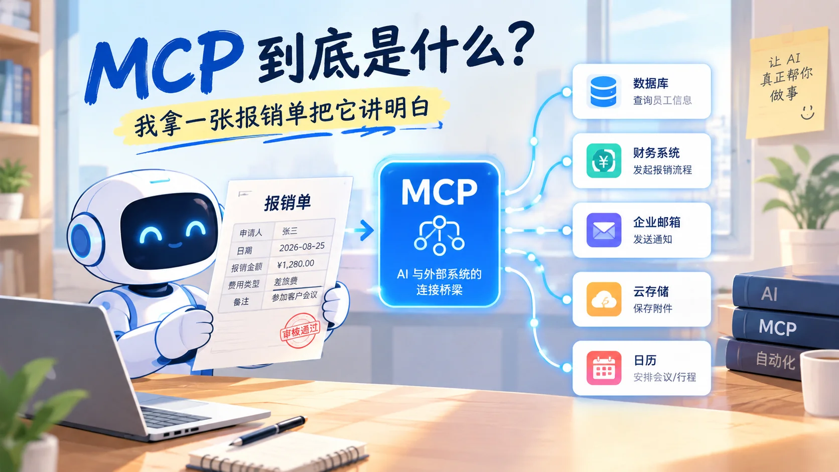MCP 到底是什么：AI 通过 MCP 连接报销单与各业务系统
